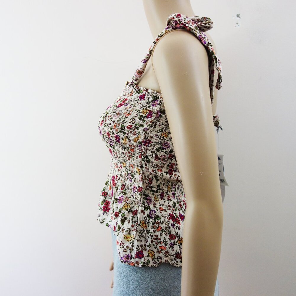 Patrons of Peace Cream Floral Babydoll Tank with Shoulder Tie (S) NWT! - Picture 4 of 8
